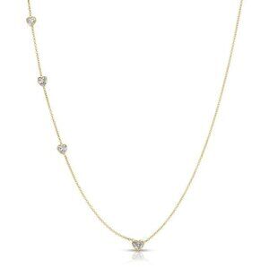 Heart Station 14K Yellow Gold ( 18K Custom ) Diamond Necklace